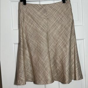Carolina Herrera Silk/Linen Textured Flared Mini Skirt, Hidden Side Zip Sz 8